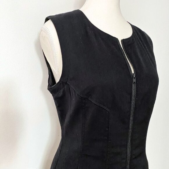 THEORY BLACK SILK BONBI FRONT ZIP SLEEVELESS A-LINE FIT & FLARE DRESS - 8 - Picture 5 of 10